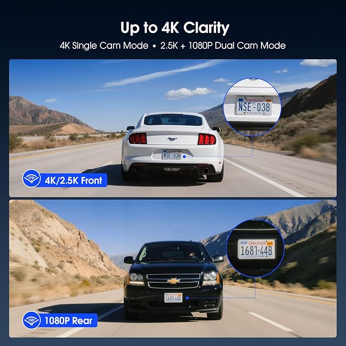 Avylet 4K/2.5K+1080P Dash Cam Front and Rear, 5G WiFi APP Dash Camera for Cars with 64GB Card, ADAS Lane Assist, 2.7”IPS Screen, Parking Mode, External GPS Module, Night Vision, G-Sensor
