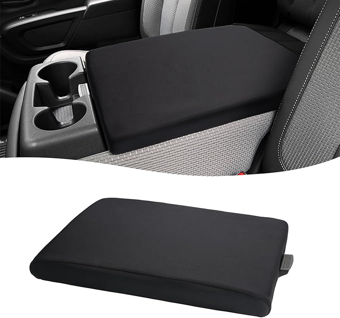 KBH Center Console Armrest Cover for Nissan Titan 2004-2024, Polyester Fabric, Middle Console Arm Rest Lid Protector, Anti-Scratch, Black (Fits Jump Seat Console Only)
