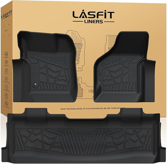 LASFIT Floor Mats for Ford F250 F350 1999-2007 Super Duty Crew Cab Carpet Floor Super Duty All Weather Full Cover Protector TPE Car Floor Liner, 1st & 2nd Row, 3pcs Black