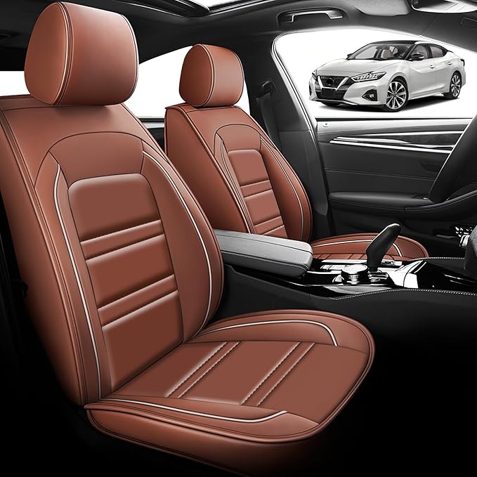 Seat Cover for Nissan Car Maxima 1999-2023 | Car Seat Covers Front Seats, Waterproof Seat Protectors, Automotive Front Seat Covers (Front Seat, Coffee)