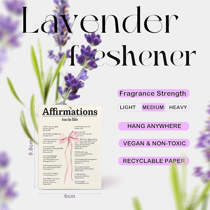 Coquette Pink Bow Christian Air Freshener for Car, Affirmations from the Bible Air Freshener Hanging 3 Pcs for Cars Closet Drawer or Books, Cute Preppy Christian Car Mirror Decor for Women