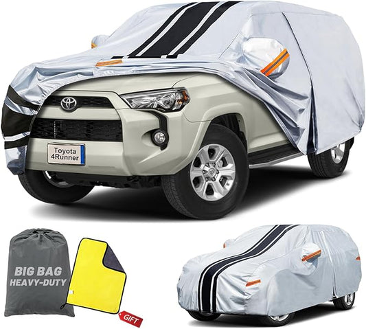 [2025 Upgrade] SUV Car Cover Custom Fit for Toyota 4Runner (2002-2025), Waterproof All Weather for Automobiles Full Exterior Cover Rain Sun Snow UV Protector.