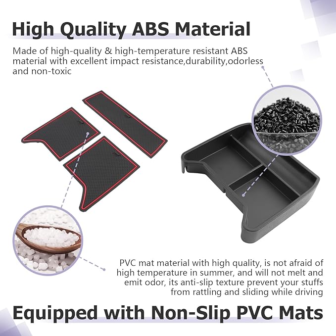 LUWU 2025 VW ID4 Lower Center Console Tray Storage Box for 2021 2022 2023 2024 2025 VW ID.4 Accessories 2025 ID 4 Armrest Console Organizer ABS Material Red-Trim