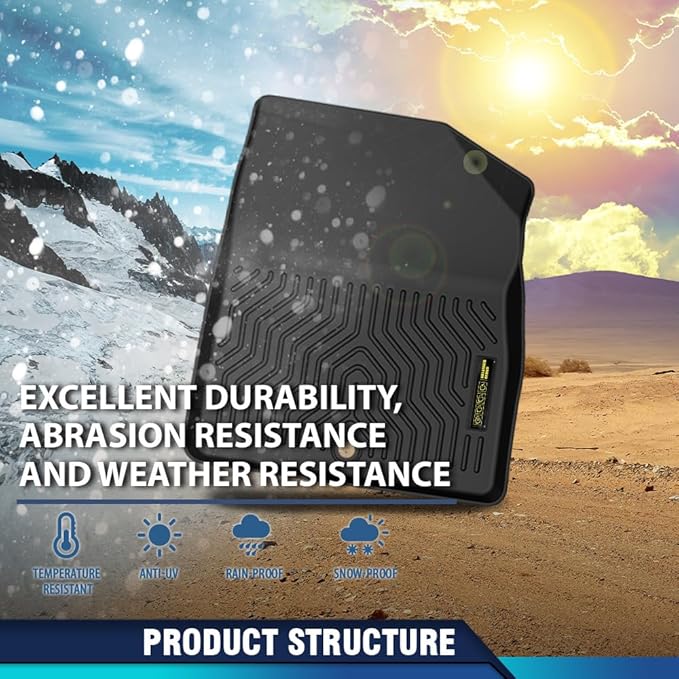 PIT66 Floor Mats Cargo Liners Compatible with Chevy Cruze 2017 1st and 2nd Row All Weather TPE Liner Accessories Black