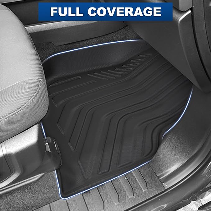 WEIZE Floor Mats for Ford F250/F350/F450 2017-2024 2025, All Weather Floor Liner Custom Fit for F250 F350 F450 Super Duty Crew Cab Rear Seat with Under Seat Fold Flat Storage 3 Pcs