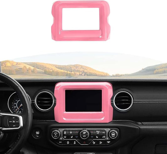 RT-TCZ for Jeep JL Center Console Radio Display Panel Trim Cover for Jeep Wrangler JL JLU Gladiator JT 2018-2023 Pink Interior Accessories 7 inch