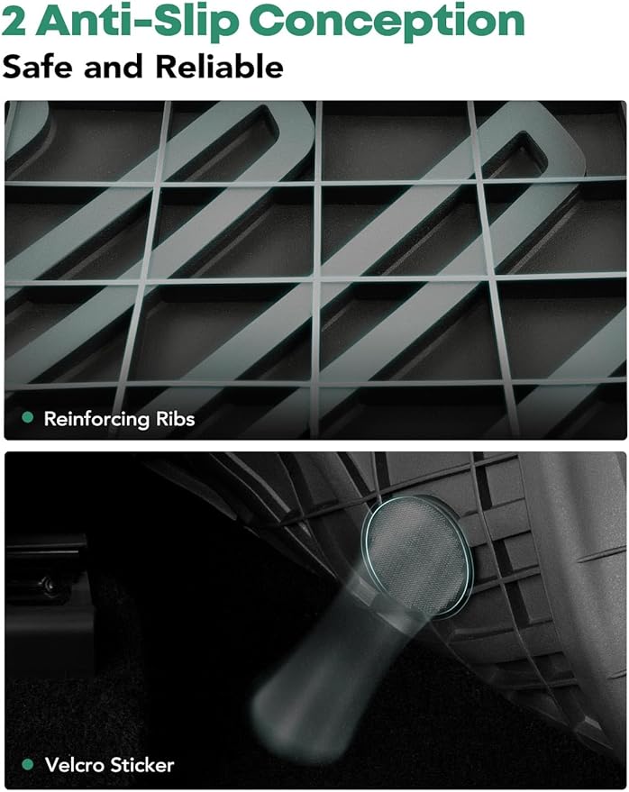 YHTAUTO All Weather Floor Mats Fit Tesla Model Y 2025 2024 2023 2022 2021 2020 Car Mats TPE Frunk Trunk Cargo Liner, Front & Rear Storage Mats, Model Y Accessories for 5-Seat, NOT Fit Model Y Juniper