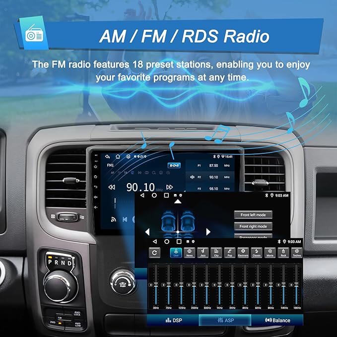 for Dodge RAM 1500 2500 3500 Car Stereo Radio, Android 13 2G+64G Head Unit with Wireless Carplay/Android Auto for 2013 2014 2015 2016 2017 2018 Ram, 9 inch IPS Touch Screen Bluetooth WiFi SWC GPS Navi