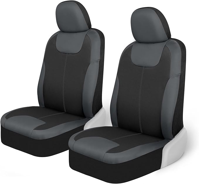 Motor Trend 2 Waterproof Front Seat Covers + 2 Trimmable Floor Mats – Universal Fit Car Interior Combo Set for Cars, Trucks, SUVs & Vans – All-Weather Protection for Vehicle Seats & Flooring
