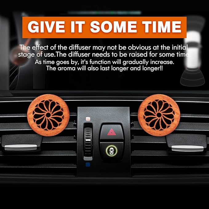 Essential Oil Car Diffuser, 2 PCS Elegant Car Aromatherapy Wood Diffuser with Vent Clip