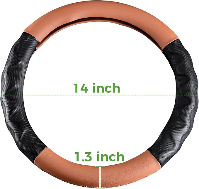 10L0L Golf Cart Steering Wheel Cover for Yamaha, Club Car DS & Precedent, 14 Inch Black Brown