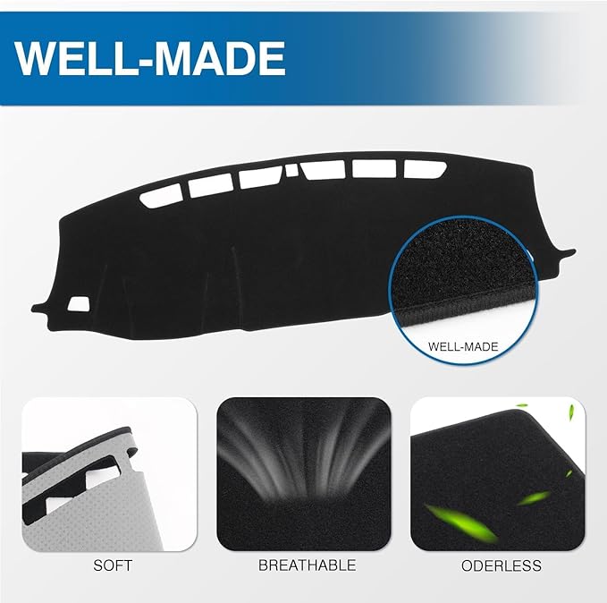 KUST Car Dash Cover for Honda Pilot 2016-2022/Ridgeline 2017-2025/Passport 2019-2025 Polyester Dashboard Cover Non-Slip Dashboard Pad Carpet Dash Protector Interior Accessories for Passport Black