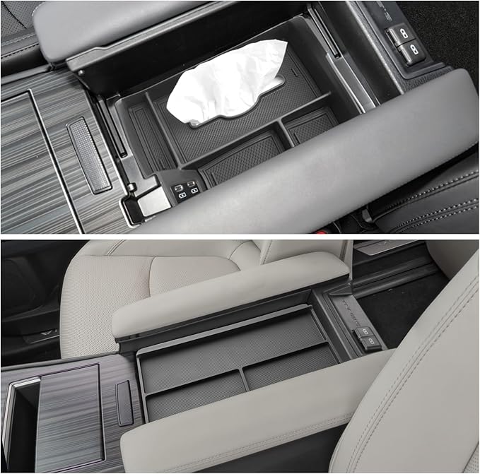 SXCY for 2025 Toyota Sienna [Tissue Tray + Anti-dust Mat] Center Console Organizer for Toyota Sienna 2021-2025 Center Console Tray Sienna 2025 Accessories Paper Box Towel Organizer Storage