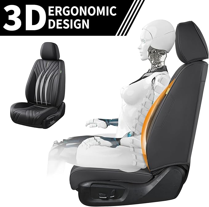 FLORICH Universal Leather Car Seat Protector, 5-Seat Set, Black Automotive Accessories for Sedan SUV Pick-up Truck