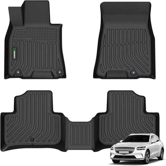 ANBINGO®-for 2026-2022 Genesis GV70 Floor Mats (Not Fit Electrified GV70)，Car Mats for Genesis GV70 All Weather Floor Mats TPE Fits Front& Rear Row GV70 Accessories-Black