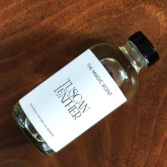 The Magic Scent Tuscan Leather Diffuser Oil - Hotel & Home Luxury Scents - Diffuser Oil Scents for Home Designed for Use in All Diffusers - 16.9 fl oz, 500 mL
