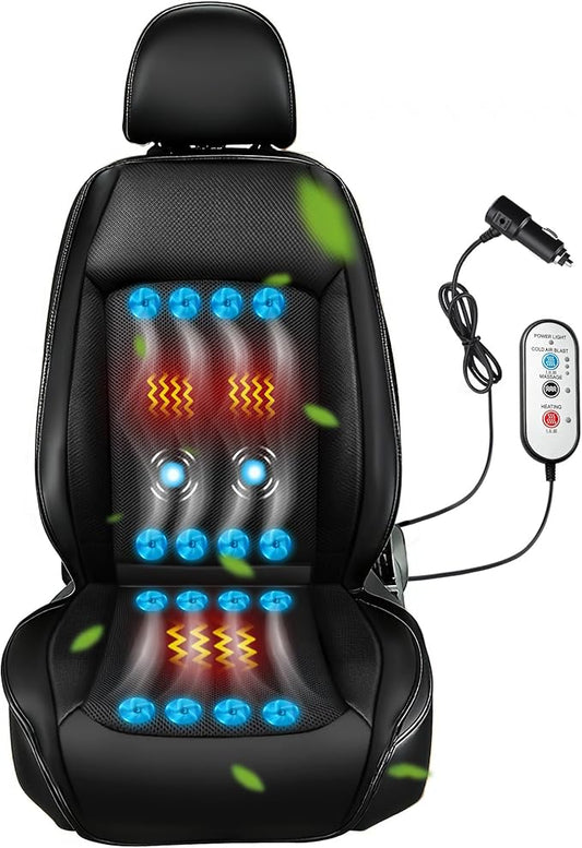 2025 Upgraded 3-in-1 Cooling Car Seat Cover Front Seat, 12V Ventilated Cooling Car Seat Cushion with Massage, Winter and Summer Cooling Seat Cover for Car SUV Truck Universal Fit (Black)