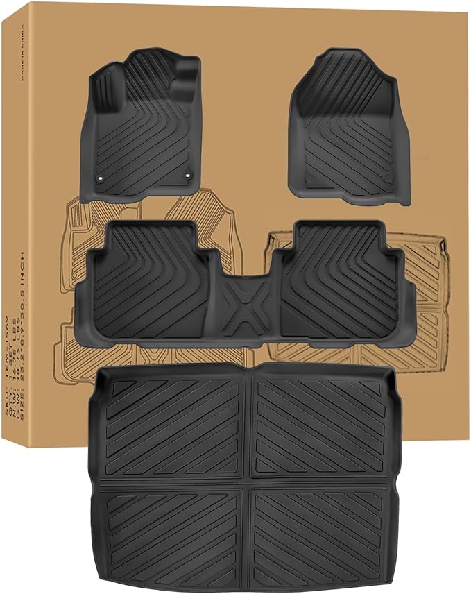 Weize Floor Mats and Cargo Liners for Honda CR-V 2023 2024 2025 2026 (Include CR-V Hybrid Models), All Weather Car Trunk Mat (Upper Position), 1st & 2nd Row & Trunk Liner Full Set