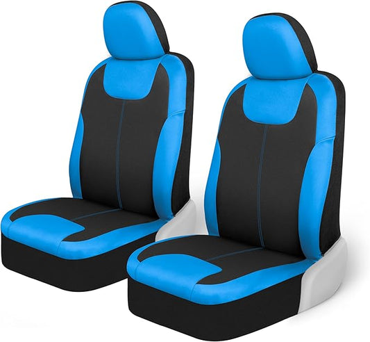 Motor Trend Blue/Black Waterproof Seat Covers for Front Seats – Premium Neoprene Blue Seat Covers, Car Seat Protectors with Removable Headrest, Interior Covers for Auto Truck Van SUV Seat Protection