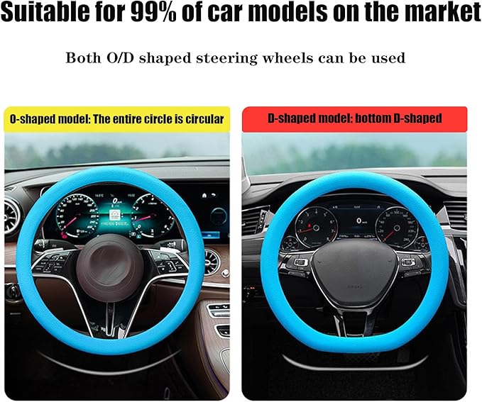 Stretchy Silicone Car Steering Wheel Cover - Universal Fit for Most Cars,Anti Slip Odorless Stretchy Steering Wheel Cover, Fit 14''/15''/16'' Steering Wheel Grip