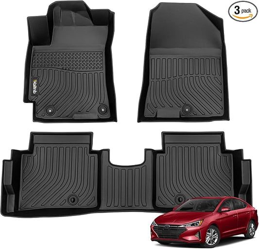 Wailtnb-All Weather Floor Mats for Hyundai Elantra 2017-2020 Custom Fit Hyundai Elantra 2017-2020 Waterproof Durable Easy to Clean Accessories