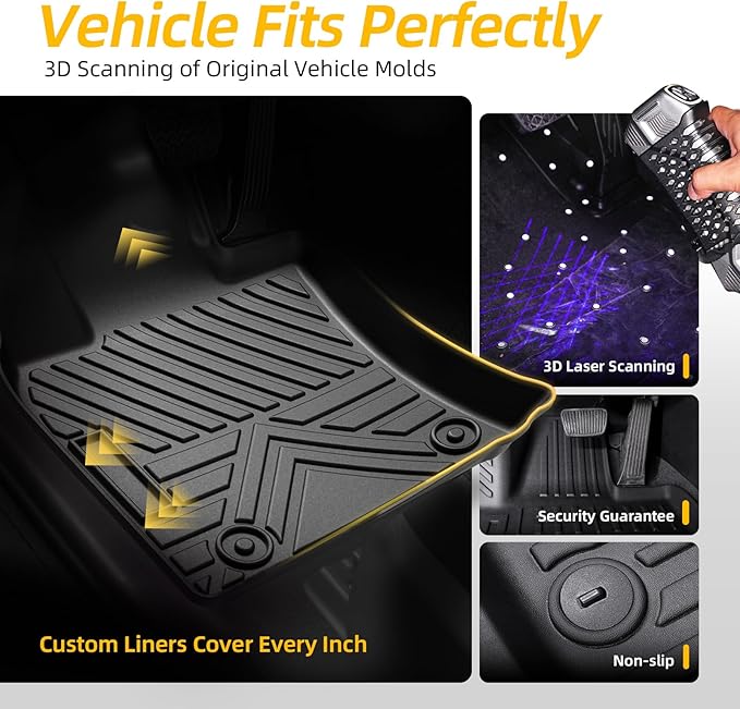 PWY 2025 Toyota Camry Floor Mats (Include Hybrid LE/SE/XLE/XSE), Custom Car Mats, Automotive Liners All Weather, Heavy Duty TPE Floor Liners, 3PCS Car Liners for 1st & 2nd Row, 2026 Car Accessories
