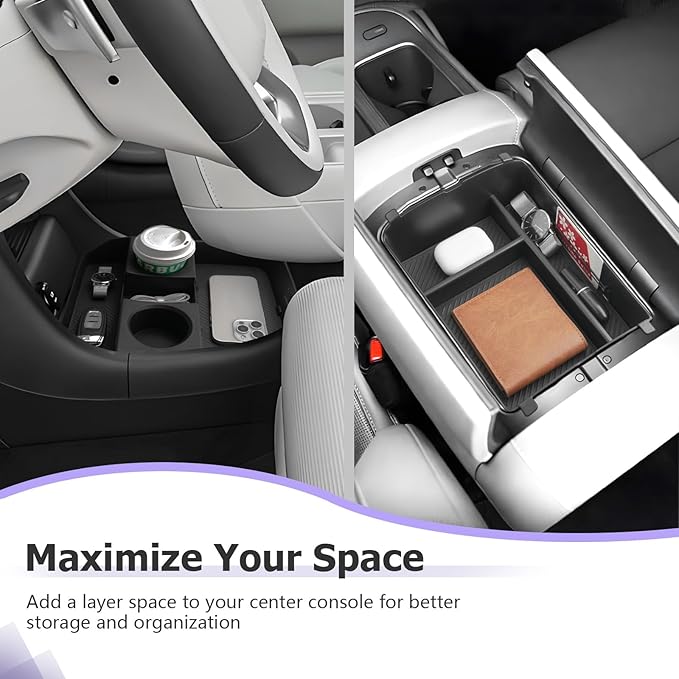 LUWU 2026 Palisade Accessories for 2026 Hyundai Palisade Accessories Palisade LX3 Lower Center Console Organizer, Armrest Console Tray Storage Box Black 2-Pack (Only for 7-Seat)