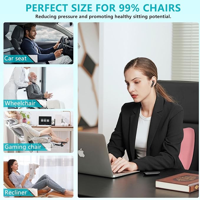 FLORICH Lumbar Support with Car headrest Back Pillow for Chair Headrest Pillow with Gel Memory Foam Massage Point Memory Foam Back Pillow for Office Chair(Light Pink)