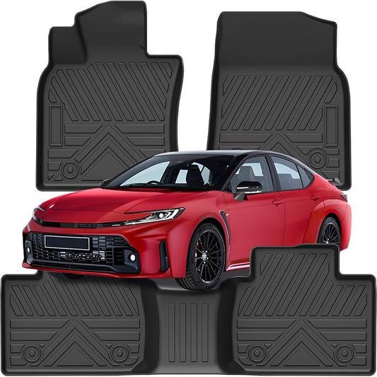 PWY 2025 Toyota Camry Floor Mats (Include Hybrid LE/SE/XLE/XSE), Custom Car Mats, Automotive Liners All Weather, Heavy Duty TPE Floor Liners, 3PCS Car Liners for 1st & 2nd Row, 2026 Car Accessories