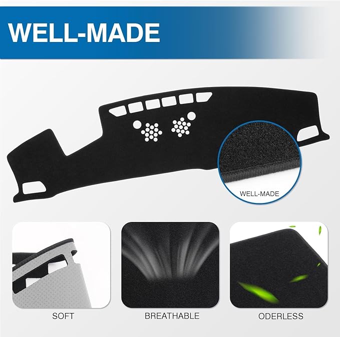 KUST Car Dash Cover for Hyundai Palisade 2020-2024 2025 (SE SEL) (with HUD) Non-Slip Dashboard Cover Polyester Center Console Dash Cover Interior Accessories for Palisade Custom Fit Dash Mat Black