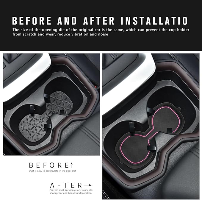 Auovo 3D Cup Holder Inserts for Toyota RAV4 Accessories 2025 2024 2023 2022 2021 2020 2019 Silicone Center Console Cup Holder Coaster Liner Mat Pad Interior Trims (Pink, 2pcs kit)