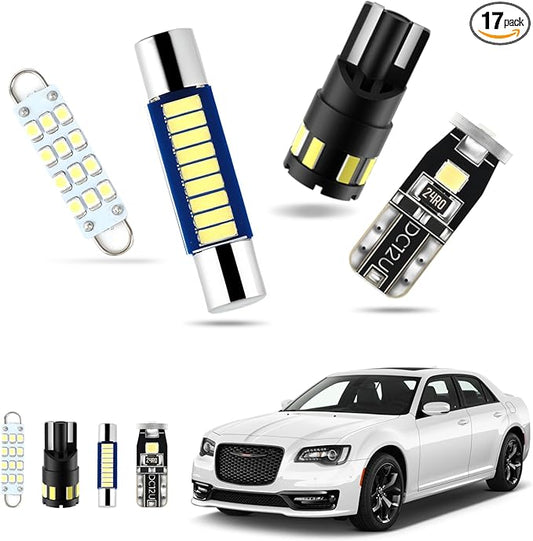 EASY EAGLE Interior Car-Lights for Chrysler-300-300C-2011-2021: 17 Piece Kit White LED Light Bulbs - Super Bright 6000K + Install Tool