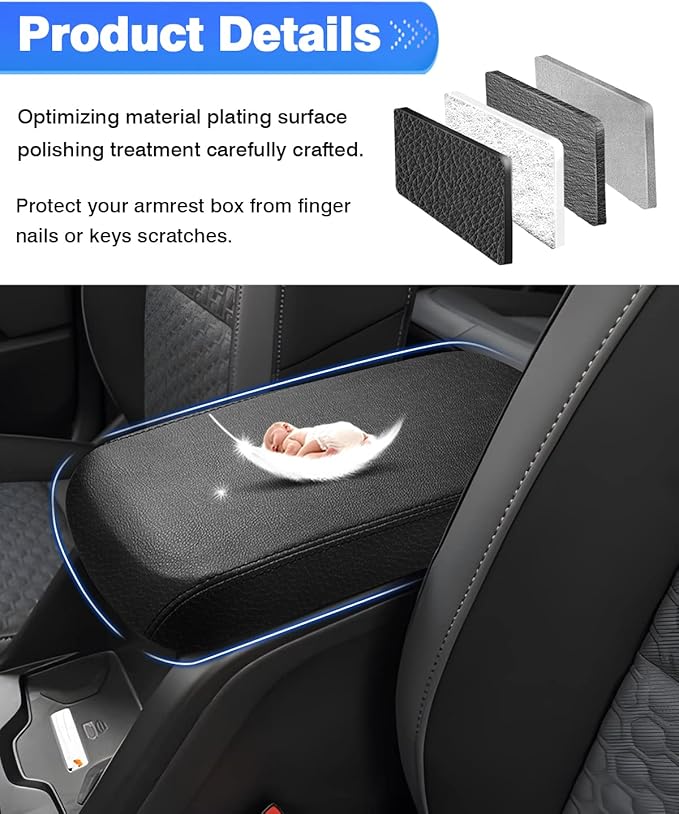 Autorder Center Console Cover for 2015-2022 Chevrolet Chevy Colorado/GMC Canyon Accessories Armrest Cover Anti-Scratch Middle Console Pad Leather Armrest Protector