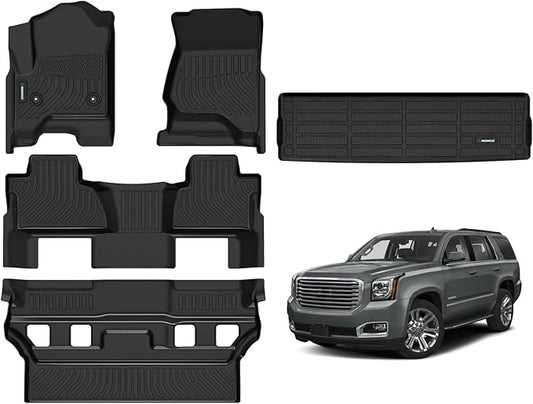 ANBINGO®Floor Mats Fit for Chevy Tahoe/GMC Yukon 2015-2020(Bucket Seat / 7 Seat)(Not for XL)&Cargo Liners All Weather Mats for Tahoe TPE Car Rugs for Yukon Rubber Trunk Carpet for Tahoe Accessories