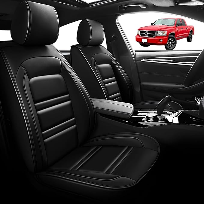 Seat Cover for Dodge Dakota 2000-2011 | Car Seat Covers Front Seats, Waterproof Seat Protectors, Automotive Front Seat Covers (Front Seat, Black)