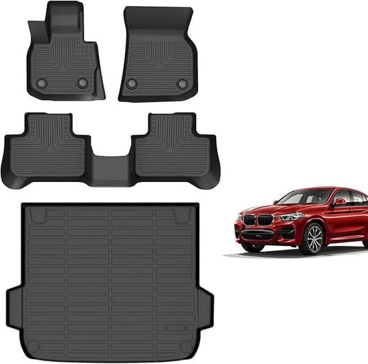 for BMW X4 Floor Mats 2019 2020 2021 2022 2023 2024 2025, TPE All Weather Car Floor Mats Cargo Liner Custom Full Set for BMW X4 Accessories 2019-2025