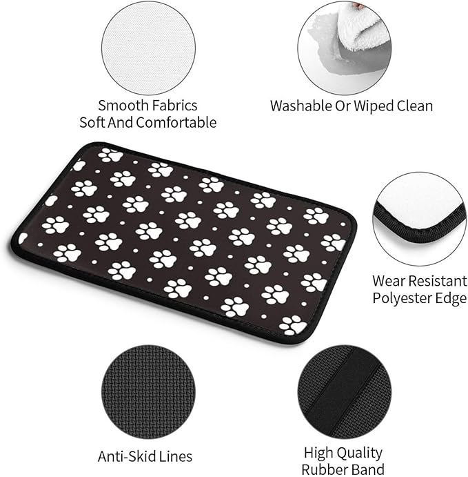 Paw Dog Paw Prints Black and White Foot Print Puppy Auto Center Console Armrest Pad Universal Car Center Console Cover Seat Box Cover for Sedan, Van, SUV, Truck Car Accessorie