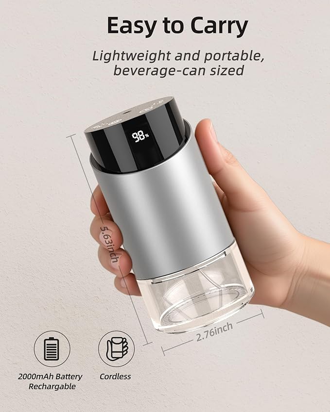 Waterless Essential Oil Diffuser Aromatherapy Scent Diffusers for Home Large Room, Car, Office, Desk, Mini Battery Operated Cordless Air Freshener, 4 Timers & 3 Mist Levels, 100ml Capacity (Silver)