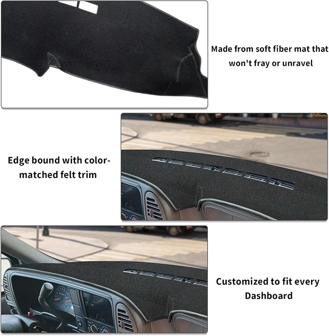 POSAID Dash Cover for 1997-2000 Chevy Chevrolet Silverado/GMC Sierra C1500 C2500 C3500 K1500 K2500 K3500, Dashboard Cover for 1997-1999 Chevy Tahoe/GMC Yukon, for 1999-2000 Cadillac Escalade, Black