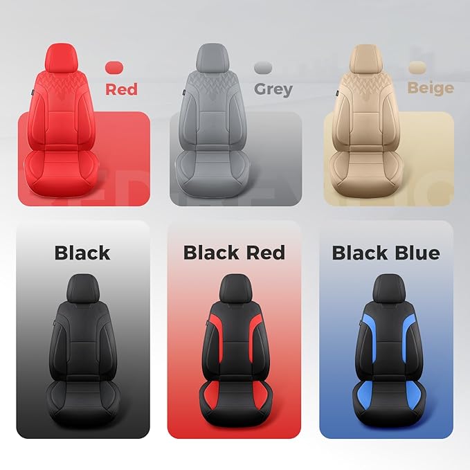 Grey Car Seat Covers Full Set - Breathable Faux Leather Universal 5 Seat Covers for Cars, Automotive Protector Fit for Most Sedan SUV Pick-up Truck