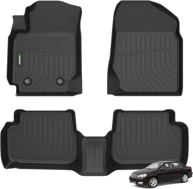 ANBINGO®-Floor Mats for Toyota Corolla 2003 2004 2005 2006 2007 2008 (Not Fit for Front Seats with Heated Vents Underneath), Corolla All Weather Car Mat TPE Floor Liner for Toyota Corolla Accessories