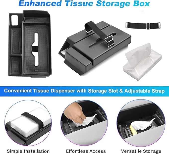 SXCY for 2025 Toyota Sienna Center Console Organizer for Toyota Sienna 2021-2025 Center Console Tray 2024 2025 Sienna Accessories Tissue Tray Paper Towel Organizer Enhanced Tissue Storage