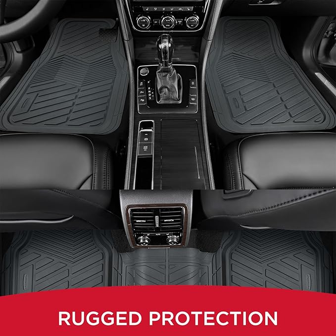 Rubbermaid Car Mats Full Set – All Weather Car Floor Mats Universal Trim-to-Fits Design,Heavy Duty Car Mats for Cars, SUVs, Trucks,and Vans - Beige