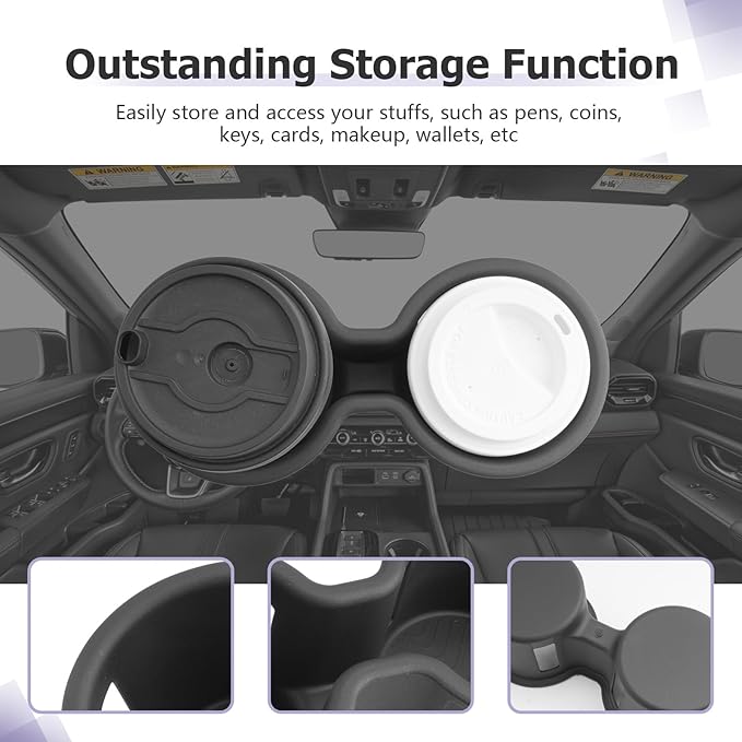 LUWU 2026 Passport Center Console Cup Holder Compatible with 2023 2024 2025 Pilot & 2026 Passport Interior Accessories Center Console Silicone Cup Holder Insert 2025 Pilot Accessories Black