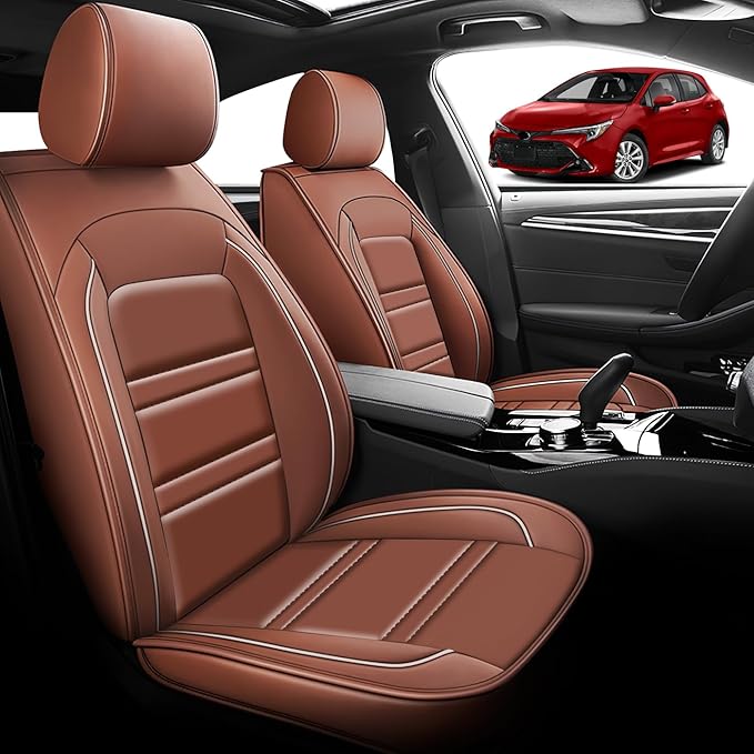 Seat Cover for Toyota Corolla 1997-2025 | Car Seat Covers Front Seats, Waterproof Seat Protectors, Automotive Front Seat Covers (Front Seat, Coffee)