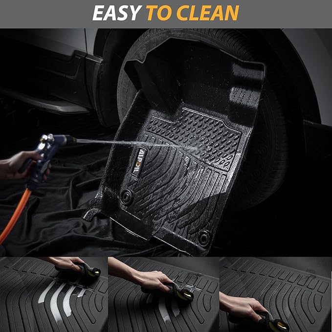 AIPOIL® Floor Mats for Honda Ridgeline 2017-2024 2025 Fits 1st & 2nd Row TPE All Weather Anti-Slip Floor Liners Full Set Custom Car Mats Accessories, Black