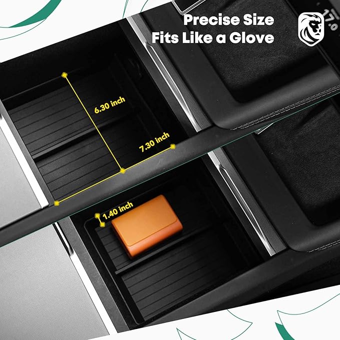 YHTAUTO Center Console Lower Tray Fit 2024 2025 Tesla Model 3 Highland, Center Control Console Lower Bottom Storage Box with Non-Slip Armrest Interior Accessories 1PC