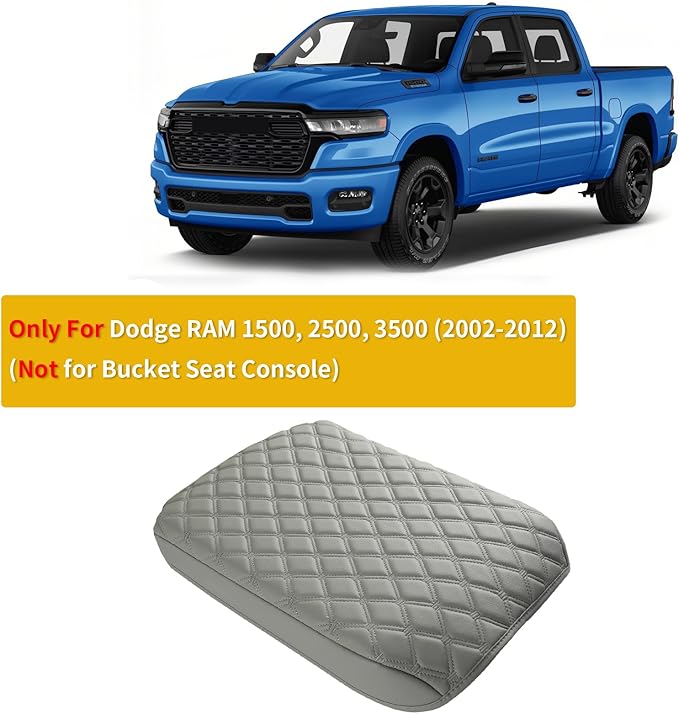 GIANT PANDA Custom Fit Center Console Cover for Dodge RAM 1500 2500 3500 2002-2012 with Jump Seat - Waterproof Armrest Center Cover - Full Protection,Grey