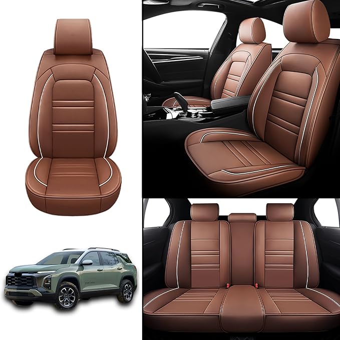 Seat Covers for Equinox 2005-2025 | 5-Seats Leather Seat Covers, Easy to Install Automotive Seat Covers Full Set (Full Set, Coffee)