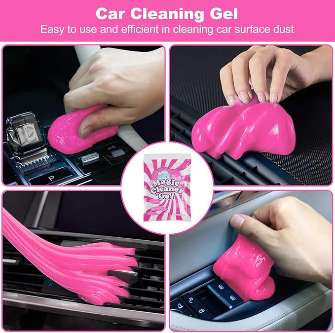 TTRCB Car Detailing Cleaning Kit Interior Cleaner, Car Detailing Brush Set, Pink Car Accessories Essentials for Women, Car Cleaning Gel, Car Cleaning Supplies Tools Stuff for RV, SUV, Interior